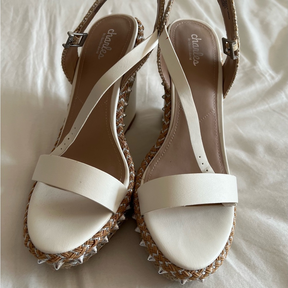 Charles & Keith White Wedge Sandals